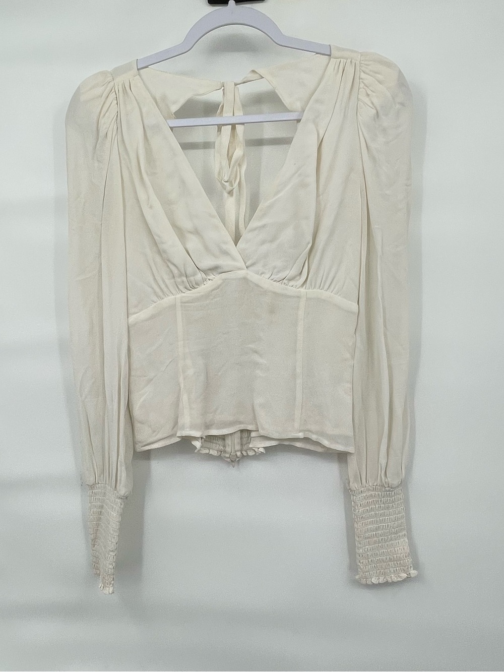 Reformation white long sleeve blouse